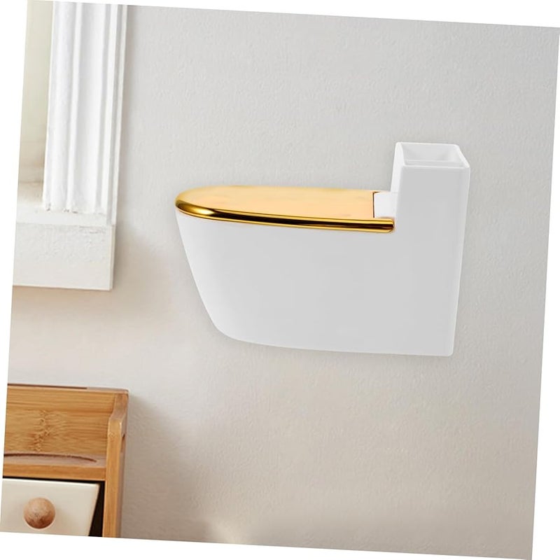 منفضة سجائر معلقة على الحائط على شكل مرحاض مع غطاء، ديكور حمام لطيف وعملي يوفر المساحة - Image 5